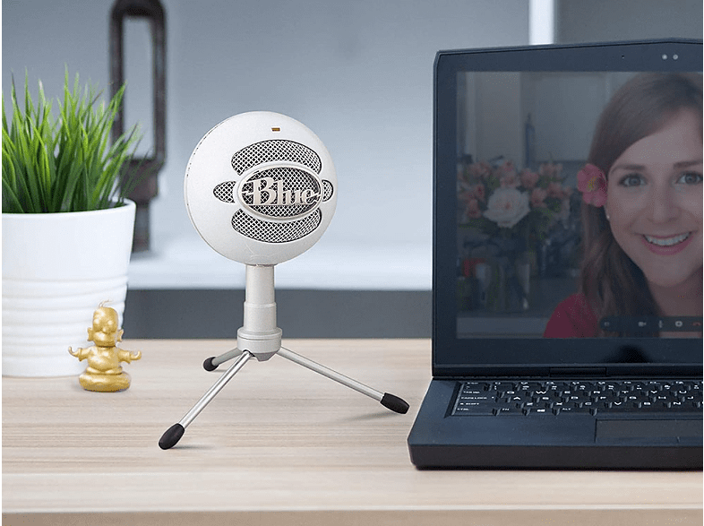 Micrófono - Blue Snowball Ice, USB, Para PC, Mac y PS4, Blanco