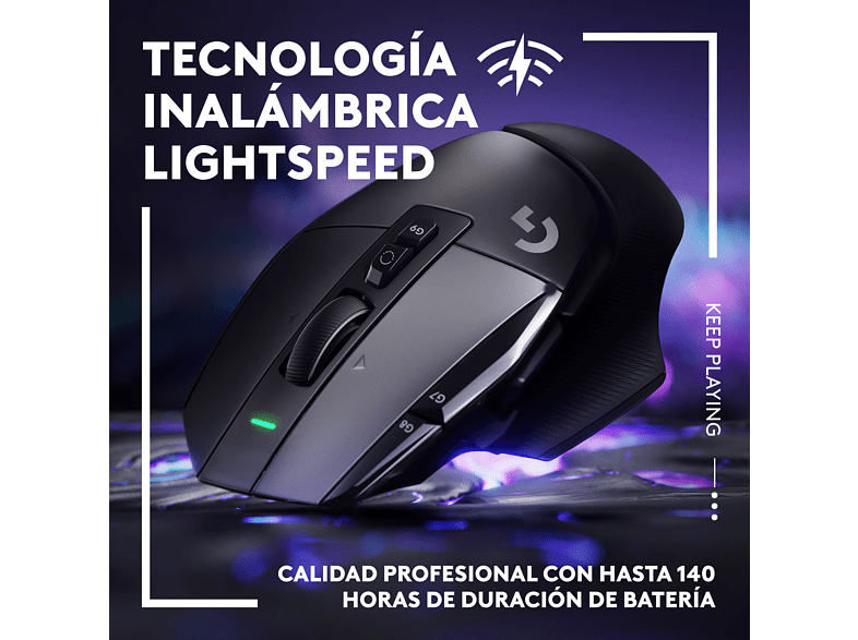 Ratón gaming - Logitech G G502 X Lightspeed, Inalámbrico, 25.600 ppp, Interruptores Lightforce, Negro