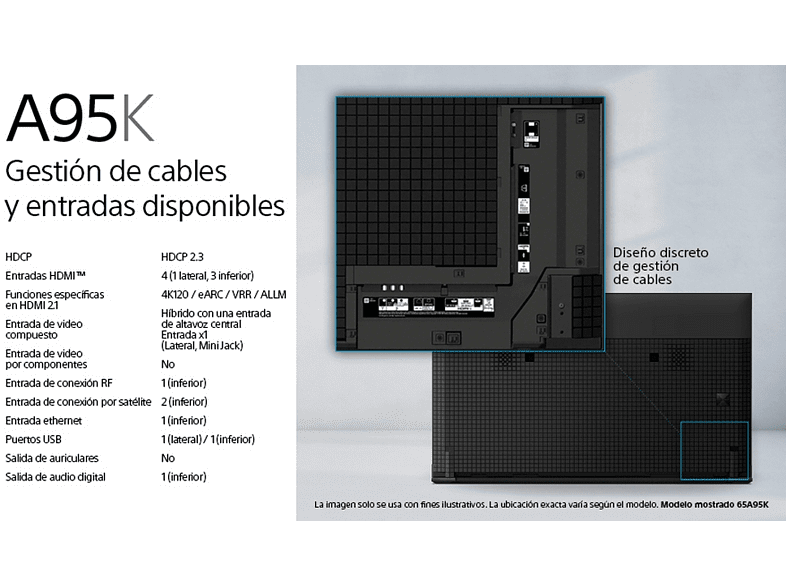 TV QD-OLED 55 - Sony Master Series BRAVIA XR 55A95K, 4K HDR 120, HDMI 2.1 Perfecto para PS5, Smart TV (Google TV), Bravia CAM, Dolby Vision, Atmos
