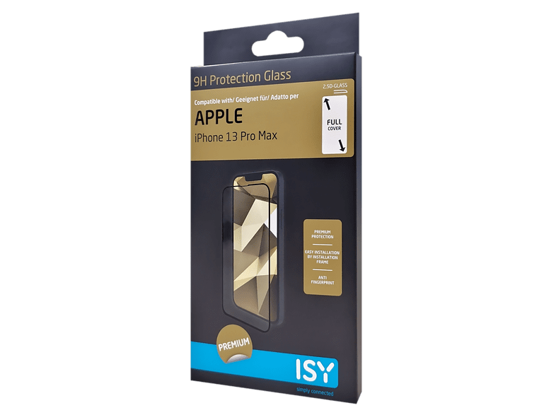 Protector pantalla - ISY IPG-5127-2.5D, Para Apple iPhone 13 Pro Max, Cristal templado 2.5D, 9H, Anti-huellas