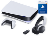 Consola - Sony PS5 Digital C, 825GB, 4K, Blanco + Auriculares gaming Pulse 3D + Tarjeta 50€ PS Store