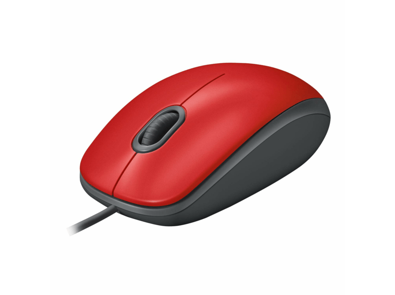 Ratón - Logitech M110, 1000 DPI, USB, Óptico, Ambidestro, con cable, Rojo