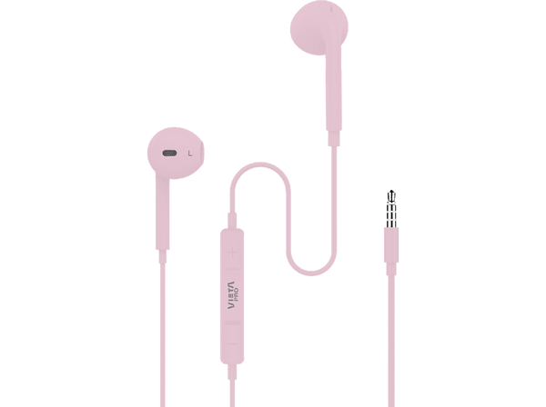 Auriculares - Vieta Pro Cozy, Auricular de botón, Con micrófono, Mini Jack, Rosa