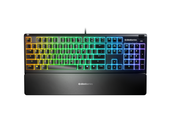 Teclado gaming - SteelSeries Apex 3, Mecánico, USB, Iluminación RGB, Anti-Ghosting, IP32, Negro