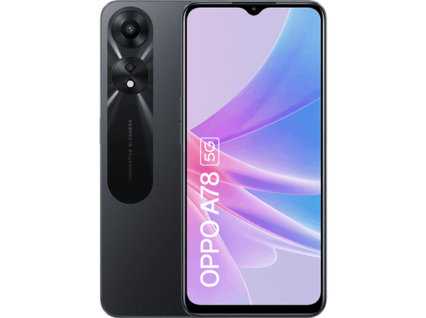 Móvil - OPPO A78 5G, Glowing Black, 128GB, 8GB RAM, 6.56" HD+, MediaTek Dimensity 700, 5000 mAh, Android 13