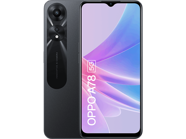 Móvil - OPPO A78 5G, Glowing Black, 128GB, 8GB RAM, 6.56 HD+, MediaTek Dimensity 700, 5000 mAh, Android 13