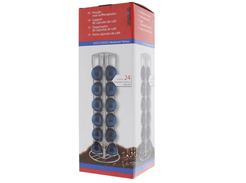 Porta cápsulas - Menz & Könecke Scanpart 2790002107, Para 24 cápsulas Nespresso Vertuo, Inox