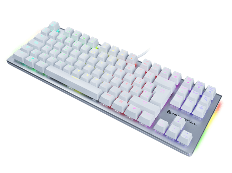 Teclado gaming - Newskill SERIKE IVORY TKL RED, Anti-ghosting, Retroiluminación, TenKeyLess, Blanco