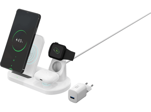 Cargador inalámbrico - ISY IWQ-2020 20W Wireless FC 3 in 1, Universal, Blanco