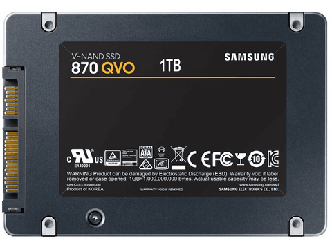 Disco duro interno 1 TB - Samsung MZ-77Q1T0BW 870QVO, Interfaz Sata 3 Gb/s, Gris