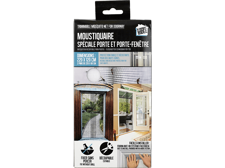 Soporte atrapamosquitos - CMP Paris Mosquitera, 220x120, Para puertas, Poliéster, Negro