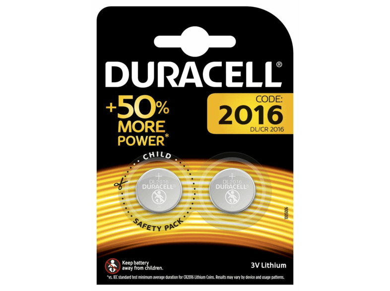 Pilas botón - Duracell DL2016, 3 V, 2 unidades