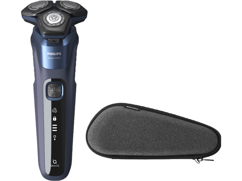Afeitadora - Philips S5585/30, 60 min, Tecnología SkinIQ, Sensor de barba, Seco/ húmedo, Azul