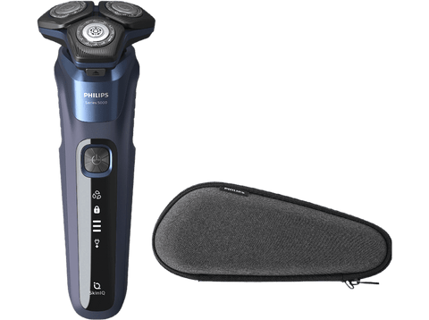 Afeitadora - Philips S5585/30, 60 min, Tecnología SkinIQ, Sensor de barba, Seco/ húmedo, Azul