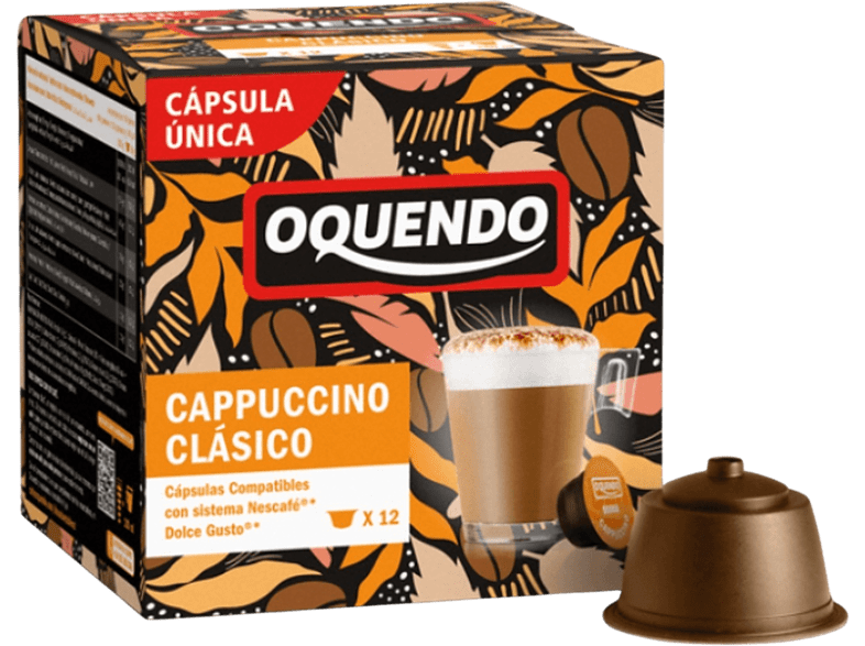 Cápsulas monodosis - Oquendo Cappuccino Clásico, 12 Cápsulas, Con sabor a chocolate