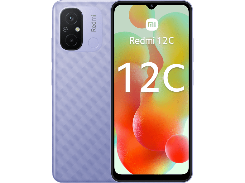 Móvil - Xiaomi Redmi 12C, Morado, 64 GB, 3 GB RAM, 6.71 HD+ Dot Drop display, MediaTek Helio G85, 5000 mAh, Android