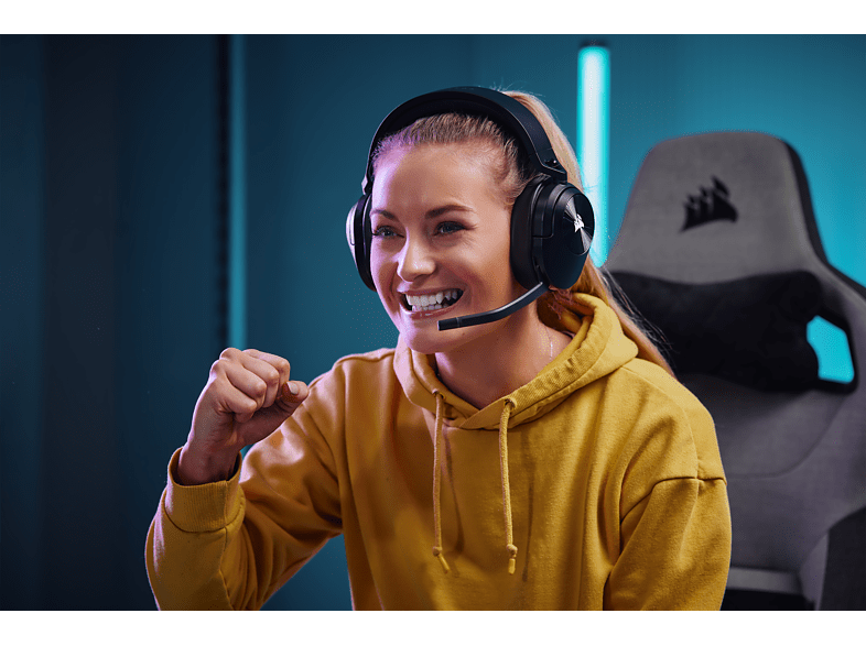 Auriculares gaming - Corsair HS55 Wireless, Bluetooth, Micrófono Omnidireccional, Carbón