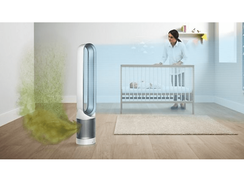 Purificador de aire - Dyson TP00 Pure Cool, Ventilador Purificador de torre, Not Connected, Filtro HEPA Glass 360, 40 W, 10 Velocidades, Blanco/Plata