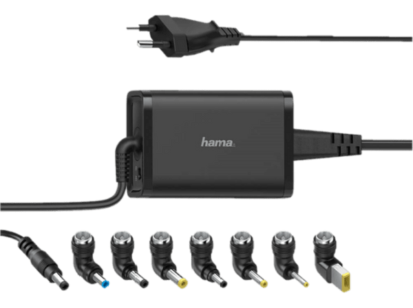 Cargador para portátil - Hama 200002 , 7 adaptadores, Voltaje de entrada 100-240 V, Negro