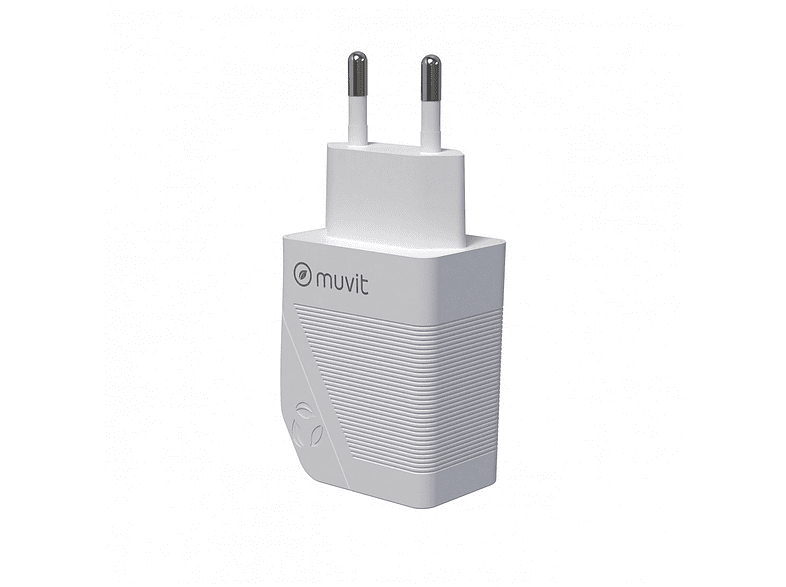 Cargador - muvit MCACC0013, USB-A, USB-C, 20W, Blanco