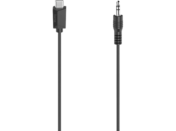 Cable audio - Hama 00200729, 0.75 m, USB-C, Jack de 3.5 mm, Transmisión HiFi, Negro