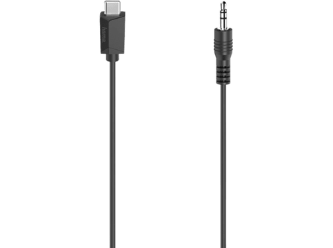 Cable audio - Hama 00200729, 0.75 m, USB-C, Jack de 3.5 mm, Transmisión HiFi, Negro