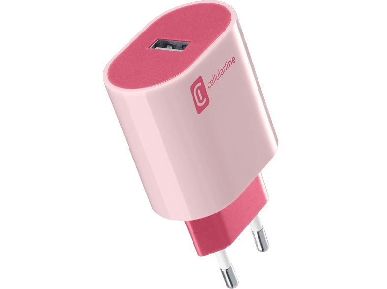 Adaptador - CellularLine Style Color, 12 W, Universal, Control de carga inteligente, Rosa