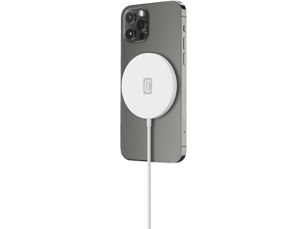 Cargador inalámbrico - Cellular Line MAGSFWIRELESSW, Para Apple iPhone, 7.5 W, USB-C, MagSafe, Blanco