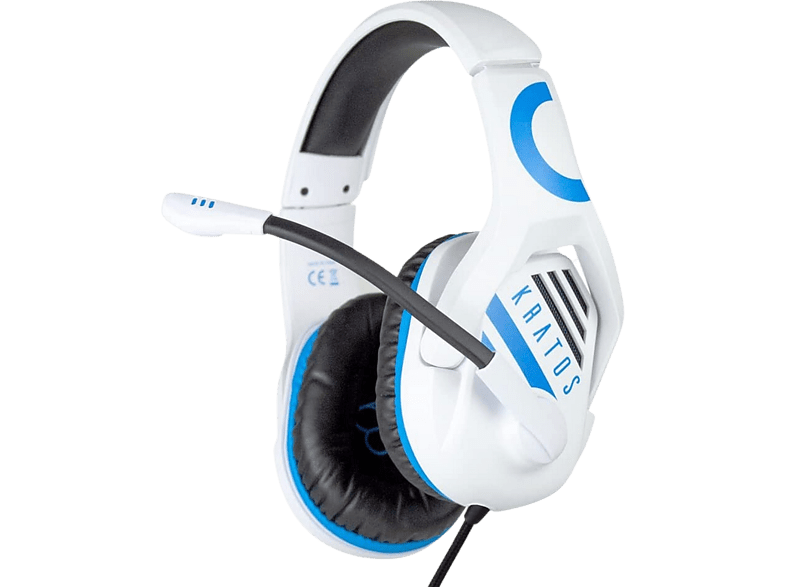 Auriculares gaming - FR-TEC Kratos, Para PS5, Luz LED, Jack 3.5 mm, Blanco y Azul