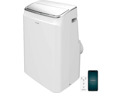 Aire acondicionado portátil - Cecotec ForceClima 12800 Soundless Heating Connected, 3024 fg/h, Bomba de calor, 5 modos, 3 veloc, Mando, Wi-Fi, Blanco