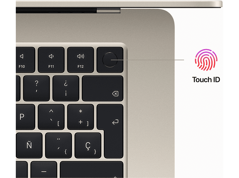 APPLE MacBook Air (2023), 15.3 Retina, Chip M2 de Apple, 8 GB, 256 GB SSD, MacOS, Teclado Magic Keyboard Touch ID, Blanco estrella