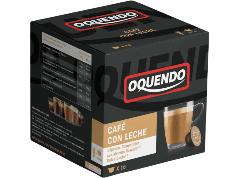 Cápsulas monodosis - Oquendo DGOQ16CL, Café con leche, Pack de 16 cápsulas para 16 tazas