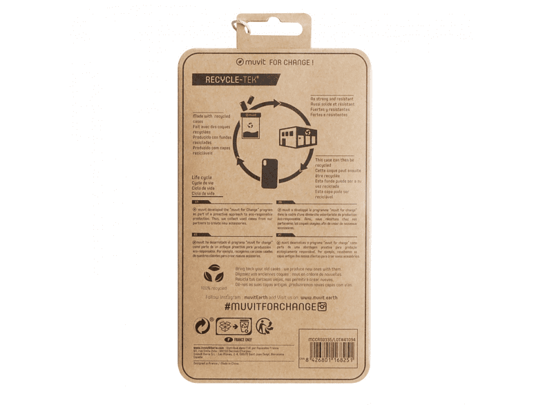 Funda - Muvit Recycletek, Para Apple iPhone 14 Pro, TPU, Trasera, Transparente