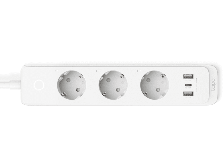 Regleta - TP-Link Tapo P300, 2300 W, 3 salidas AC Type F (CEE 7/4), Inalámbrico y alámbrico, Blanco