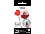 Papel fotográfico - Canon Zink Paper ZP-2030-2C-20, 20 Hojas de pegatinas redondas, Resistente al agua, Blanco