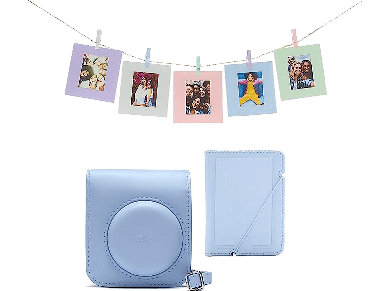 Accesorio cámara instantánea - Fujifilm Kit Instax Mini 12, Funda, 10 sobres, Cuerda,  Azul
