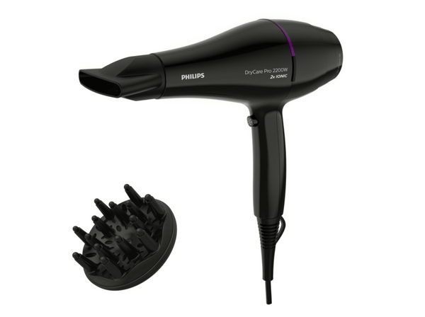 Secador -  Philips BHD274/00 Pro DryCare, Ionizador, Thermoprotect, 2200W, 6 temperaturas y velocidades, Negro