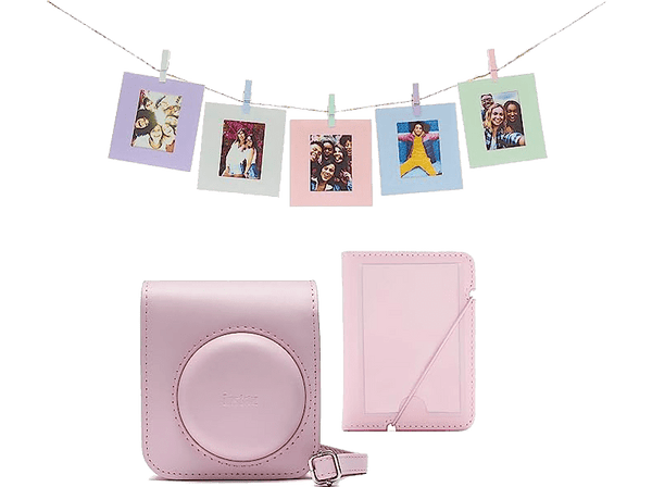 Accesorio cámara instantánea - Fujifilm Kit Instax Mini 12, Funda, 10 sobres, Cuerda,  Rosa