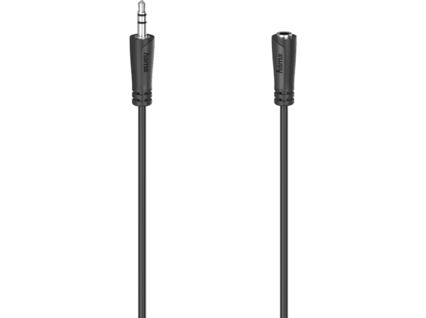 Cable audio - Hama 00200724, 3 m, Extensión, Jack de 3.5 mm, Negro