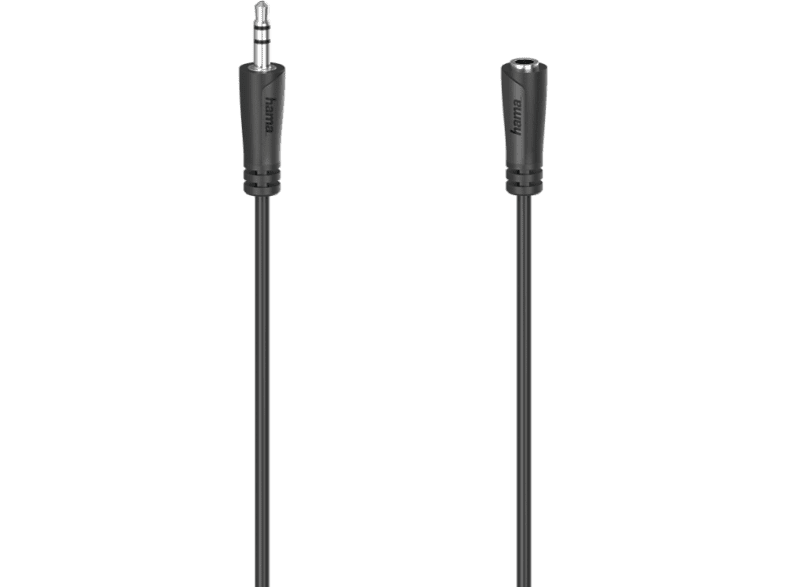 Cable audio - Hama 00200724, 3 m, Extensión, Jack de 3.5 mm, Negro