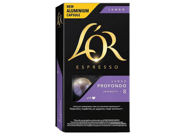Cápsulas monodosis - L'OR LUNGO PROFONDO, pack de 10, compatible Nespresso