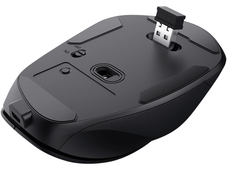Ratón inalámbrico - Trust Fyda Wireless, 2400 dpi, Wireless, Recargable, Ergonómico, Negro