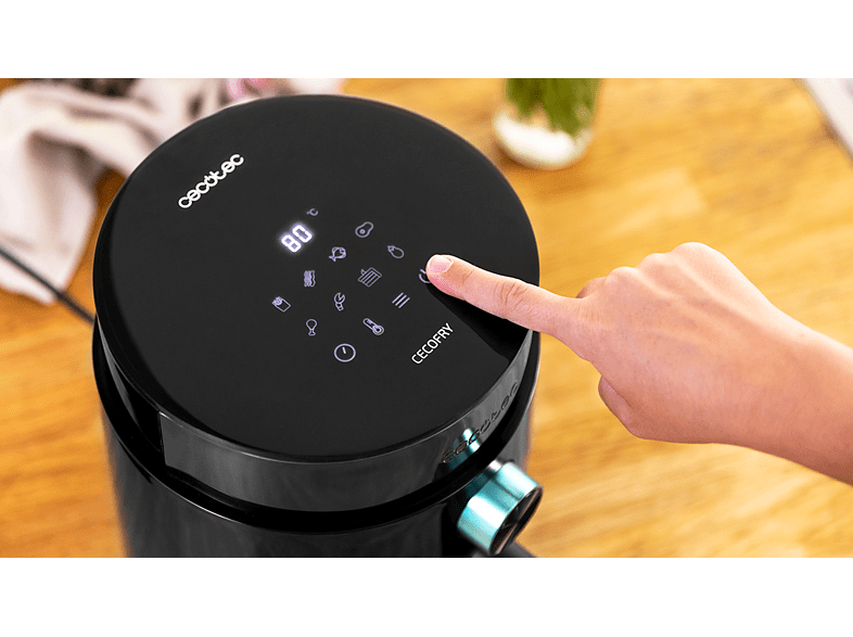 Freidora de aire - Cecotec Cecofry Essential Rapid MoonTouch, 1200W, 2.5 l, 80-200°C, Compacta, Pantalla Digital, Control Táctil, Negro