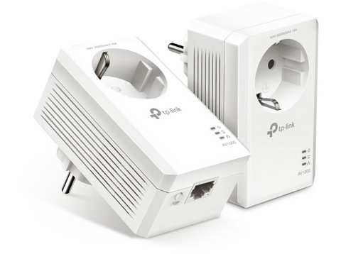 Adaptador enchufe - TP-Link AV1000, 2 enchufes, RJ-45, 1000 Mbit/s, Blanco