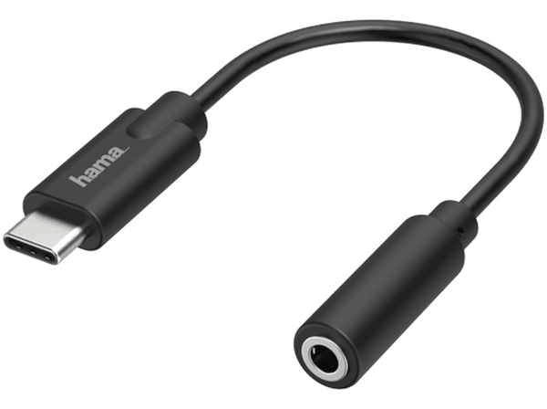 Cable audio - Hama 00205282, Enchufe USB-C, Puerto Jack de 3.5 mm, Negro