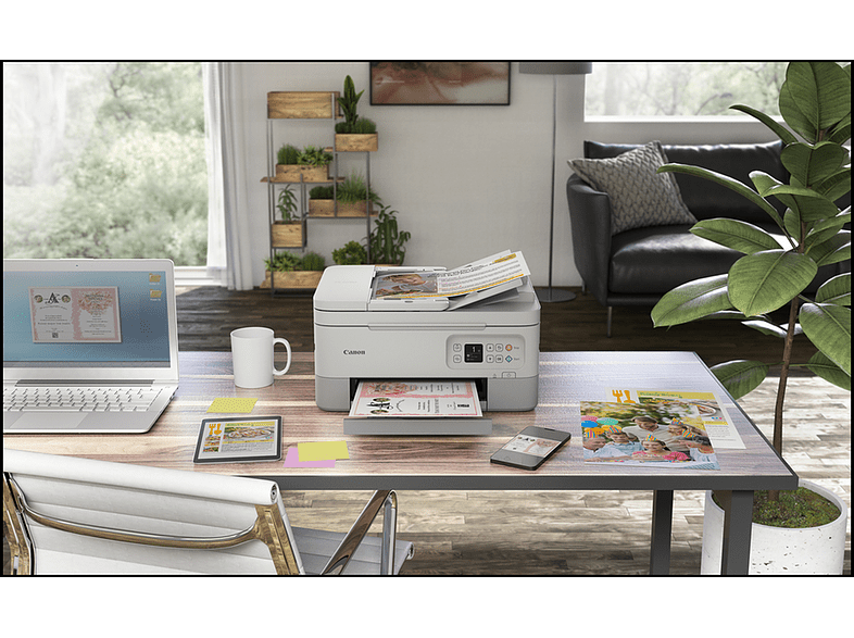 Impresora multifunción - Canon Pixma TS745i, Inyección de tinta, WiFi, Bluetooth, A color, Doble cara, ADF, Compatible PIXMA Print Plan, Blanco