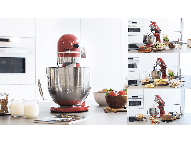 Robot amasador - Cecotec Twist&Fusion 4500 Luxury Red, 800 W, 5.2 L, 8 Velocidades, Pantalla LED, Temporizador, Incluye Recetario, Rojo