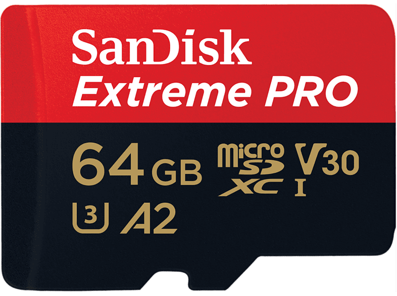 Tarjeta Micro SDXC - SanDisk Extreme PRO, 64 GB, Hasta 200 MB/s, UHS-I, U3, V30, A2, 4K UHD y Full HD, Negro