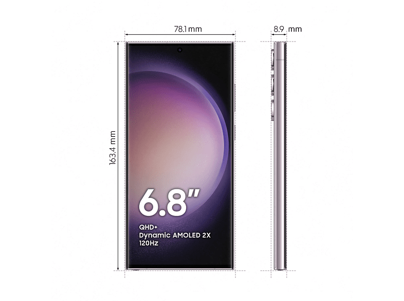 Móvil - Samsung Galaxy S23 Ultra 5G, Misty Lilac, 512GB, 12GB RAM, 6.8 QHD+, Qualcomm Snapdragon 8, Gen 2 Octa-Core, 5000mAh, Android 13