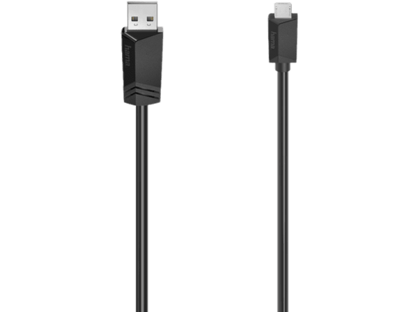 Cable USB - Hama 00200608, 1.5 m, 480 MBit/s, USB-A/Micro-USB, USB 2.0, Negro